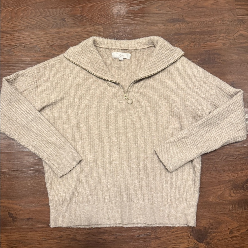 LOFT Women's Beige Cowl Neck Sweater
